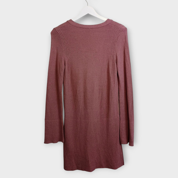 Free People Tunic Womens Small Mauve Crisscross V Neck Hi Low Slits Knit Sweater - Picture 2 of 5